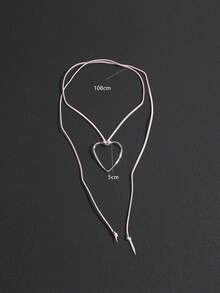 1 chiếc vòng cổ dài kiểu Gothic màu bạc, hình trái tim đơn giản, được quấn bằng dây da, phụ kiện thời trang cổ điển đa năng dành cho nữ. - Bạc - Xem 5