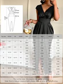 AIJ Amarilo 女士新款秋冬优雅派对、晚宴、婚礼、情人节金色V领褶皱缎面泡泡袖连衣裙黑色夏季 - 黑色 - 查看 7