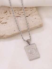 1件几何方形不锈钢日月吊坠项链 复古18K镀金项链 女士首饰 - 項鍊 - 查看 8