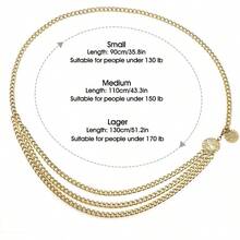 Multilayer Metal Waist Chain Dress Belts Metal Belt Women - Vàng + Nhỏ (35,8 inch) - Xem 4