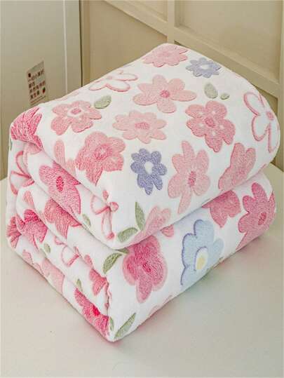 1 pieza Manta con estampado floral suave, Manta con estampado de flores coloridas, Manta para aire acondicionado, Sábana, Manta para siesta, Suave y transpirable, Manta suave y cómoda de felpa, Oficina, Camping, Viaje, Manta decorativa para el hogar, Chal, Manta suave y amigable con la piel para ocio en el sofá, Manta multiusos, Regalo para fiestas