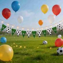 1set/10pcs The 2026 New Edition Party Flag Banner, Themed Around Top-Tier Popular Football Matches, Is An Ideal Ambiance-Enhancing Item For Party Setups, Birthday Decorations, And Viewing Gatherings. Featuring Classic Football Elements With Vibrant Colors, It Instantly Boosts The Atmosphere. - Multicolor - View 3