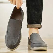 (Run Small, Please Order One Size Up) Men's Retro Slip-On Casual Loafers, Anti-Slip, Breathable, Comfortable, Fashionable & Minimalist - Grey - View 2