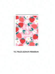 1pc Frameless Red Strawberry & White Floral Pattern Art Print, "Life Is Sweet" Quote, Vintage Cottagecore Whimsical Poster For Kitchen, Bedroom, Dorm Decor, Room Decor, Gift, Back To School - Strawberry - View 14