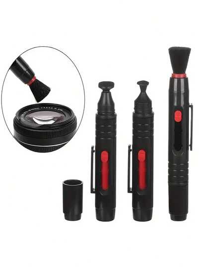 Un bolígrafo de limpieza con un cepillo suave y una punta de carbono de doble cara, diseñado para lentes de cámara, lentes ópticos, gafas y para limpiar el polvo y las huellas dactilares de dispositivos como Cosmos/Valve Index y auriculares VR de PS 4 PS 5, así como drones