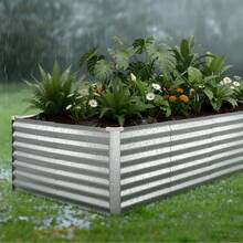 Galvanized Raised Garden Bed, 8 X 4 X 2 Ft, Rectangular Metal Planter Box Kit Outdoor, Bottomless Elevated Planting Box With Gloves, Rustproof Alu-Zinc, For Growing Flowers Vegetables, Silver - Bộ 1 món màu bạc, kích thước 8*4*2ft - Xem 8