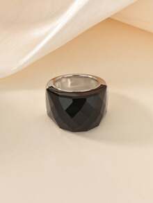 仿水晶玻璃戒指，时尚夸张几何纹理树脂戒指，惊艳大号个性戒指，女士珠宝，生日、派对、周年纪念、母亲节的完美礼物 - 彩色 - 查看 8