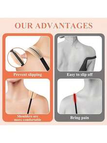 4/2pcs Silicone Bra Strap Clips, Nude + White + Black, Non-Slip Shoulder Pads, Soft Invisible Bra Strap Protectors - / - View 7