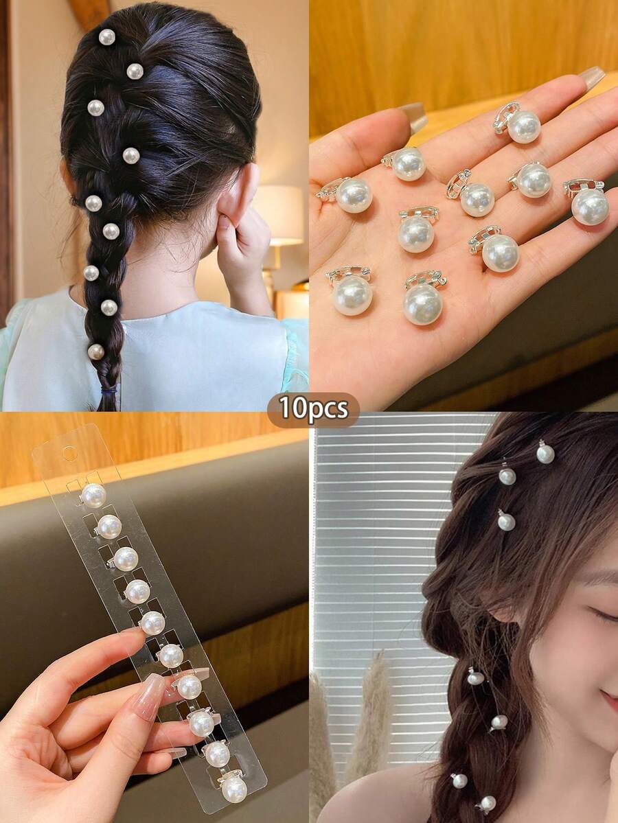 10 chiếc kẹp tóc kiểu Hàn Quốc dễ thương, thích hợp làm phụ kiện tóc hàng ngày. - trắng - Xem 1