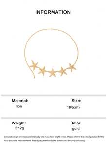 1件复古时尚个性化金属3D海星拼接腰链，波西米亚优雅百搭连衣裙腰带，适合女性任何场合佩戴 - 金色 - 查看 10