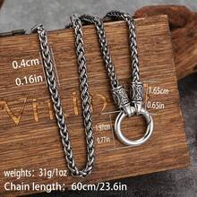 Collar de hueso de dragón con diseño de serpiente trenzada de 4 mm para hombres - Joyería minimalista, ideal para regalar - Acero - Ver 3