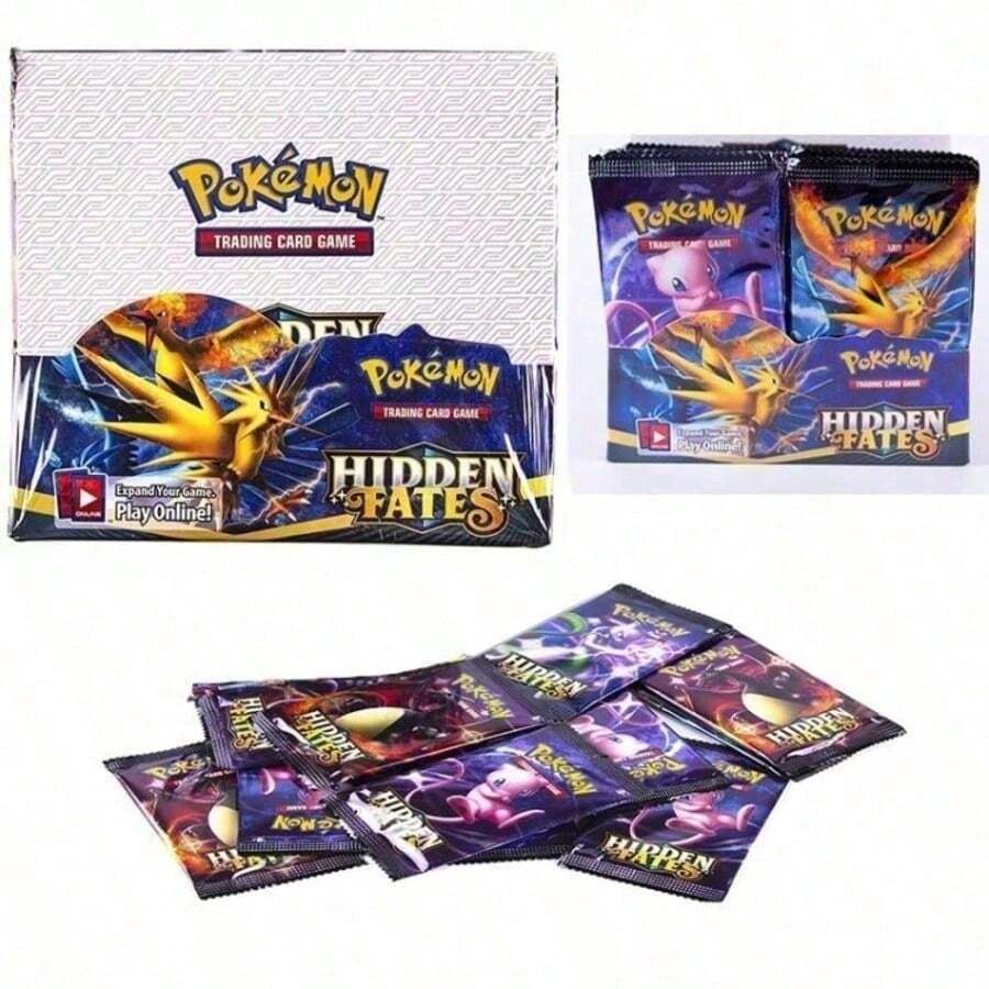 pokemon 360张/盒 宝可梦集换式卡牌游戏，口袋妖怪英文版，10张/包，收藏卡，稀有卡，PTCG，隐藏命运，卡牌游戏，节日礼物，圣诞礼物，生日礼物，朋友礼物 - 彩色 - 查看 1