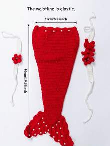 3件套手工钩织美人鱼尾巴服装新生儿摄影道具婴儿派对礼服派对礼物婴儿摄影服装 - 彩色 - 查看 2