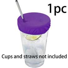 Reusable Polyester Drink Lid With Straw Hole, Protects Party Beverages, Elastic Cocktail Cup Cover, No Electricity Required - Multicolor - View 7