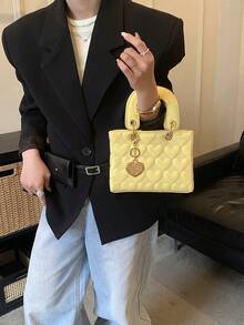 Dedoo 2025新款时尚奢华女士手提包，钻石刺绣托特包，单肩斜挎包，适合春夏旅行、校园生活、日常通勤、圣诞礼物、派对、婚礼等场合。 - 黃色 - 查看 7