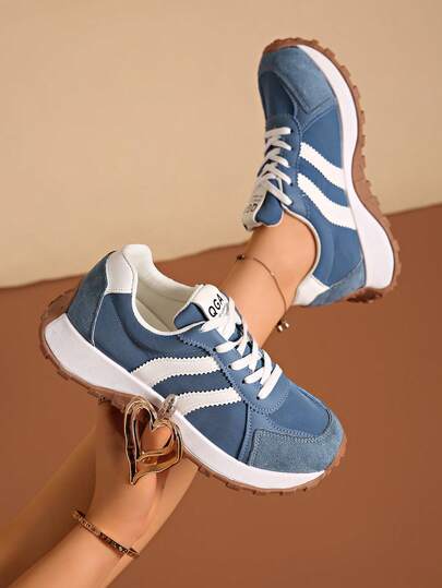 Women's Comfortable Lace-Up Sneakers - Lightweight Multifunctional Casual Shoes, Non-Slip Rubber Sole, Suitable For All Seasons, Plus Size