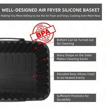 1pc Black Air Fryer Inner Pot Liner, Air Fryer Kitchen Accessories, Valentine's Day, Baking Supplies - Black - View 7