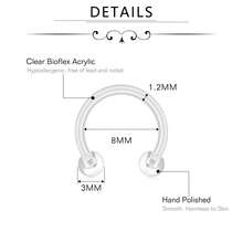 Clear Piercing Retainers Set Bioflex Clear Nose Lip Labret Stud Septum Hoop Eyebrow Tongue Belly Button Piercing Ear Earring Cartilage Plastic Industrial Retainer - Clear - View 2