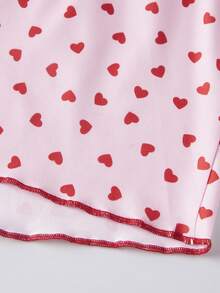 Women Summer 2 Pcs Pajamas Set Y2K Heart Graphic Lace Trim Crop Cami Tank Top And Mini Shorts Loungewear Set Summer Holiday Casual Going Out Pjs Sleepwear - 粉色 - 查看 10