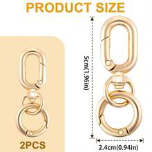 2pcs Double Opening Swivel Clasp Clips, Metal Swivel Spring Snap Hooks, Key Chain Clip With Key Ring For DIY Crafts, Keychains - Multicolor - View 3