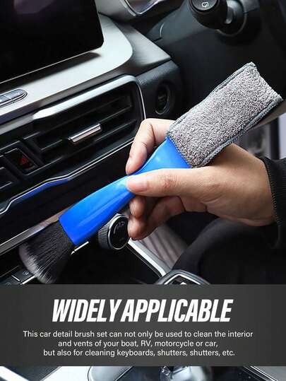2-In-1 Car Cleaning Brush, Car Cleaning Tool, Double-Sided Brush, Car Interior Cleaning Brush, Soft Car Interior Cleaning Duster Brush, Practical Car Interior Accessories, Ideal Car Supplies