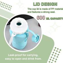 Collapsible Silicone Travel Water Bottle 20oz (600ml), Reuseable Leakproof BPAs Free Foldable Sports Bottle, With Carrying Strap - 灰色 - 查看 8