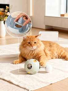 5-In-1 Cat Rocking Toy, Shaking & Sounding, Self-Entertainment Spring Teaser Ball, Food Dispenser, Interactive Training, Built-In Simulated Insect - Multicolor - View 4