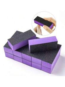 20/10/5/1pcs Nail Polishing Sponge Sandpaper Files, 80/120 Grit, 3-Sided Nail Files, Suitable For Manicure Tools (Purple And Black) - Multicolor - View 1