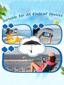 Mini Phone Sun Shade Umbrella, With Adjustable Universal Suction Cup Holder, Suitable For Phones, Kindle, Navigation Devices, Sun Protection, Glare Blocking, Travel Essential - Multicolor - View 3