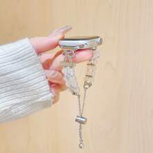 1条精美蝴蝶结金属表带，兼容表带，适用于38mm、40mm、41mm、42mm、44mm、45mm、46mm、49mm表径，兼容 Link系列、Ultra、S10、9/8/7/6/5/4/3/2/1、SE - 白色 - 查看 2