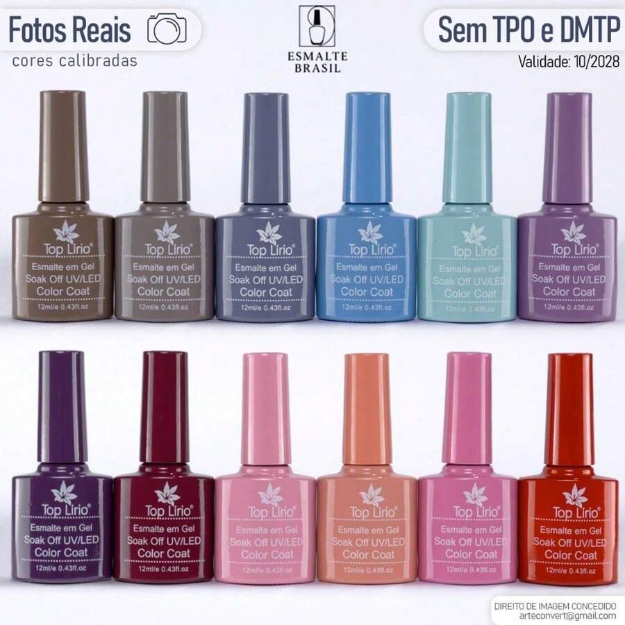 Kit Of 12 LED UV Gel Nail Polishes, Collections For Manicure, 12ml - 彩色 - 查看 1
