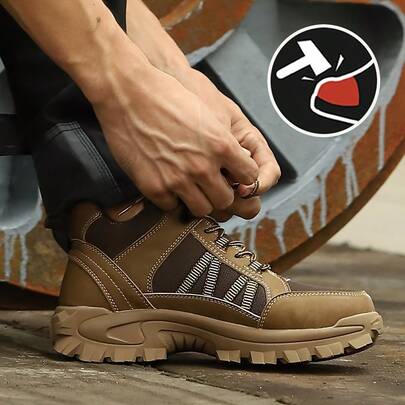  CEATSAFETV Safety Work Shoes, Button Design Safety Shoes, Breathable Men's Protective Shoes