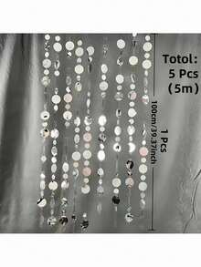 5 chiếc dây sequin PVC lấp lánh màu bạc dài 5 mét (196,85 inch) dùng trang trí đám cưới | Sequins PVC sáng bóng, thích hợp cho tiệc tại nhà, lễ cưới, trang trí tiệc chiêu đãi. - Xem 11