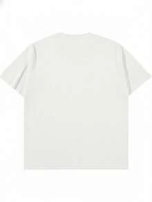 Plus Size Men's Ribbed Crew Neck Short Sleeve Casual T-Shirt, Easy To Wear, Perfect Gift For Friends - White - View 2