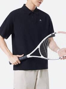 CAMEL CROWN Men's Short-Sleeved Polo Shirt, Summer Fashion Casual Loose T-Shirt Top - Phantom Black - View 4