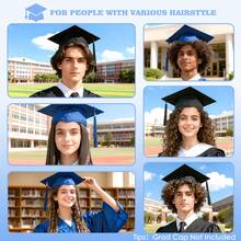 1/2个超强毕业帽头箍，黑色带魔术贴毛毡头箍，可固定毕业帽帽托，是送给毕业生的完美毕业礼物 - 黑色 - 查看 7