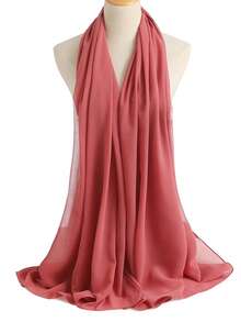 Solid Color Chiffon Scarf/Shawl For Women - Rust Brown - View 2