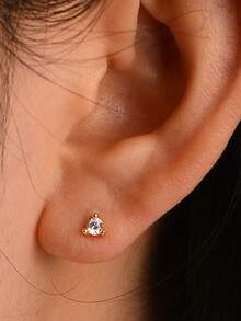 1 Pair S925 Sterling Silver All-Match Minimalist Stud Earrings, Casual Versatile Luxury Earrings - Gold - View 4