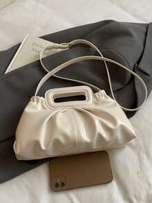 SIMUTINE 独特高品质云朵造型手提包，新款褶皱腋下包，时尚手提小钱包，PU材质，适合日常使用、购物、通勤、工作和大学生活 - 白色 - 查看 7