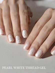 SHANGFEIYA 10毫升珍珠白丝线凝胶，闪亮丝绸贝壳纹理美甲凝胶，UV/LED可卸凝胶，适用于沙龙和DIY美甲 - 彩色 - 查看 5