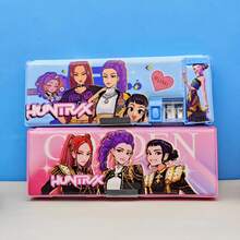 Kpop 恶魔猎人 K-Pop 女团双层文具盒，高颜值 Zoe Rumi 多功能大容量铅笔盒，文具收纳盒，返校用品 - 彩色 - 查看 3