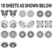 10 Sexy Collarbone Temporary Tattoos With Mandala And Butterfly Designs, Multi-Functional Body Art Stickers, Waterproof And Easy To Peel Off. - Multicolor - View 5