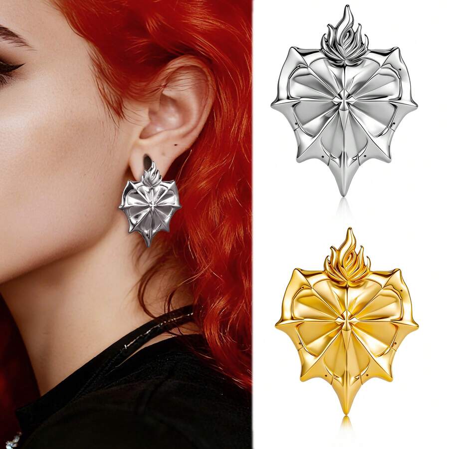 1件装心形夏季耳坠不锈钢耳扩耳钉耳洞扩耳器身体饰品女士新款耳环女士饰品礼物 - 心 - 查看 1