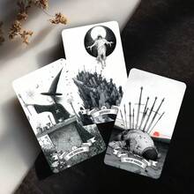 Bộ bài Tarot Knight-Wett phong cách Gothic đơn sắc 78 lá | Giấy bìa cứng chất lượng cao 400gsm kèm sách hướng dẫn | Công cụ bói toán cho chữa lành tâm linh và phù thủy, bộ bài Tarot Gothic mới năm 2026 | Bộ bài Tarot Knight-Wett "Những lời thì thầm của thế giới huyền ảo đen tối" | Trò chơi bói toán bằng bìa cứng cao cấp bền chắc cho thiền định và khám phá bản thân. - Bài Tarot đen trắng - Xem 9