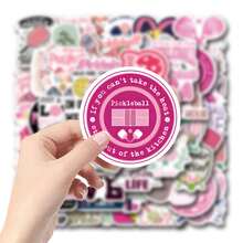 61PCS Pink Pickleball Stickers High Quality Stickers Decals Scrapbook,Journaling,Laptop,Bumper,Skateboard,Water Bottles,Computer,Phone Stickers Can Bring A Lot Of Fun To Your Life,The Perfect Gift For Adults - Multicolor - View 4