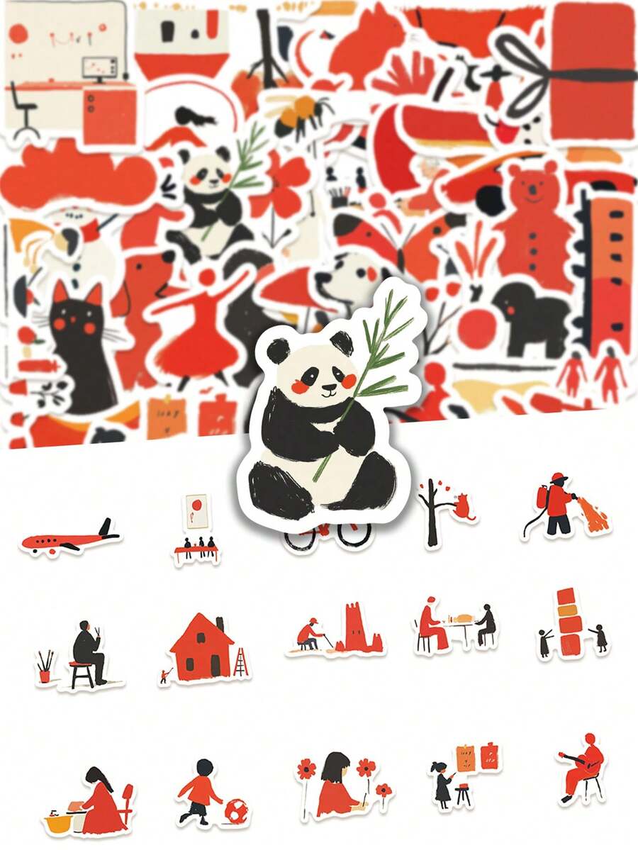 50pcs Bold Minimalist Code Stickers - Aesthetic Vibes For Journal, Phone Case, Tablet, Water Bottle, Desk, Helmet, Bike, Luggage, Waterproof Decals - Multicolor - View 1