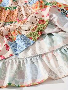 Robe d'été décontractée sans manches à col rond avec patchwork floral pour jeune fille, tissu respirant, doux et agréable à la peau, tenue de mode pour sports de plein air, vacances et fêtes, cadeau parfait - Multicolore - Voir 6