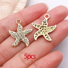 5/30 Peças Sortidas de Encantos de Animais Marinhos de Cristal e Strass, Tartaruga, Concha, Estrela-do-mar, Peixe, Pingentes Pendurados para Pulseiras, Colares, Brincos, Fabricação e Artesanato - Multicolorido - Visão 32