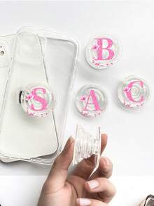 婚礼季花朵字母手机支架，透明可折叠伸缩手柄，通用智能手机支架兼手柄，时尚现代手机配件 - 彩色 - 查看 5