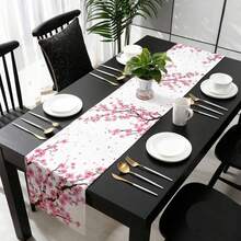 Spring Pink Cherry Blossoms Floral Branches Table Runner Party Decor Reusable Farmhouse Kitchen Dining Table Runner Wedding Decorations - Multicolor - View 4